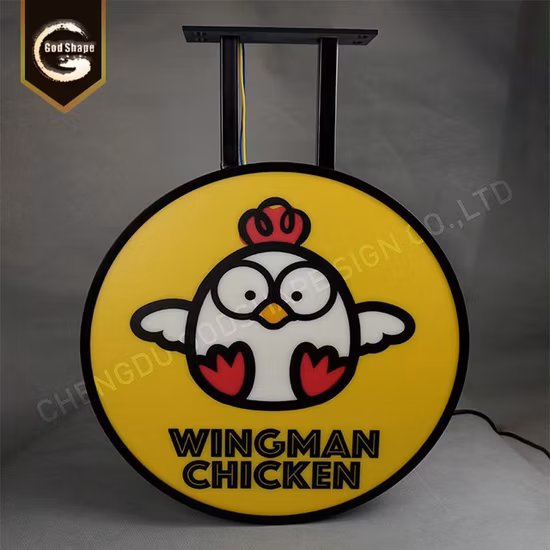 Scatola luminosa rotonda per pubblicità esterna diretta in fabbrica per il logo del marchio bar birra pizzeria ristorante